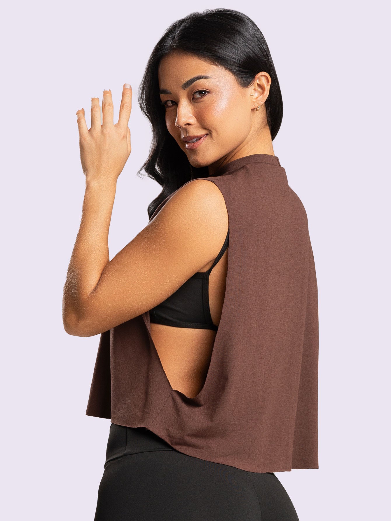 BLUSA CAVADA VISCOLYCRA (MARROM)