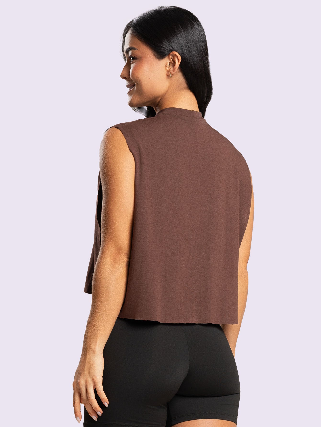 BLUSA CAVADA VISCOLYCRA (MARROM)